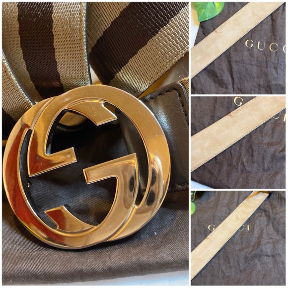 ❌SOLD❌Gucci Canvas & Leather Men’s Double G Belt - Picture 6 of 9